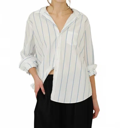 Frank & Eileen Relaxed Button Up Shirt In Wide White & Blue Stripe