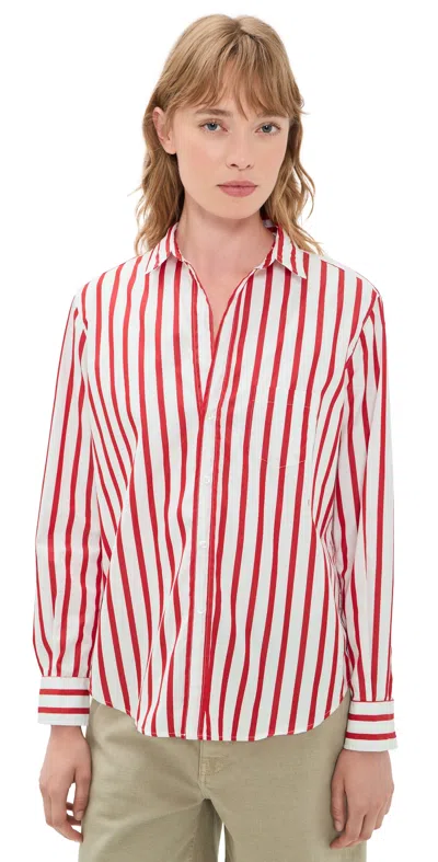 Frank & Eileen Relaxed Button-up Shirt White Red Stripe In Multi