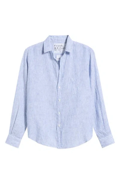 Frank & Eileen Relaxed Linen Button-up Shirt In Blue
