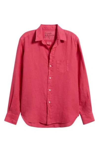 Frank & Eileen Relaxed Linen Button-up Shirt In Red