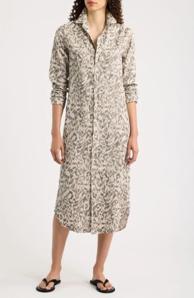 Frank & Eileen Rory Linen Maxi Shirtdress In Gold