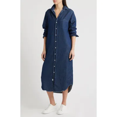 Frank & Eileen Rory Long Sleeve Denim Maxi Shirtdress In Blue