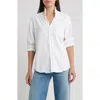 Frank & Eileen Ruffle Collar Relaxed Fit Cotton Button-up Shirt In White