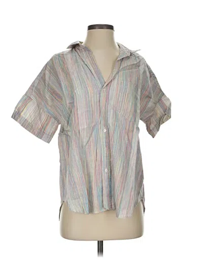 Pre-owned Frank & Eileen Short Sleeve Blouse In Silver