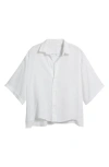 Frank & Eileen Short Sleeve Linen Button-up Shirt In White