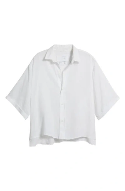Frank & Eileen Short Sleeve Linen Button-up Shirt In White