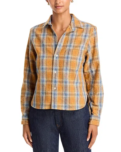 Frank & Eileen Silvio Cotton Untuckable Button Up Shirt In Brown