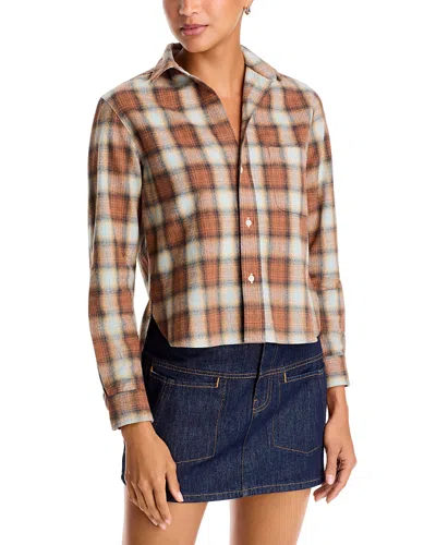 Frank & Eileen Silvio Cotton Untuckable Button Up Shirt In Brown