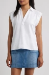 Frank & Eileen Sleeveless Collared Top In White