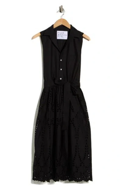 Frank & Eileen Sleeveless Cotton Eyelet Dress In Black