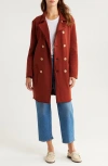 Frank & Eileen Tipperary Double Breasted Cotton Triple Fleece Trench Coat In Red