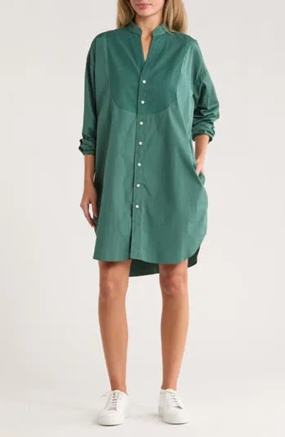 Frank & Eileen Tori Surplice Neck Button-up Shirt Dress In Green