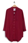 Frank & Eileen Tori Surplice Neck Button-up Shirt Dress In Red