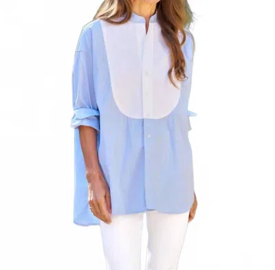 Frank & Eileen Victoria Italian Tuxedo Shirt In French Blue With White Bib