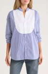 Frank & Eileen Victoria Surplice Neck Button Up Shirt In Blue