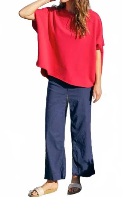 Frank & Eileen Wexford Trouser In Summer Navy In Red