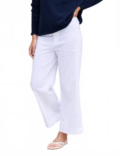 Frank & Eileen Wexford Trouser Pants In White Performance Linen In Multi
