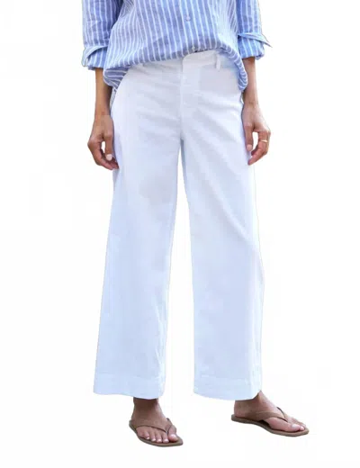 Frank & Eileen Wexford Wide Leg Linen Pants In White In Animal Print