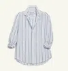 Frank & Eileen Women's Eileen Relaxed Long Sleeve Shirt In White/navy Stripe In Gray