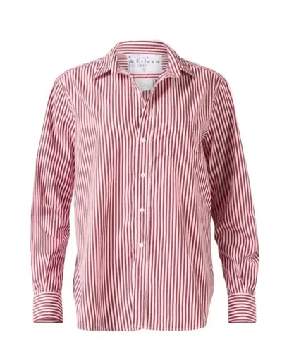 Frank & Eileen Women's Eileen Top In Maroon Stripe In Red