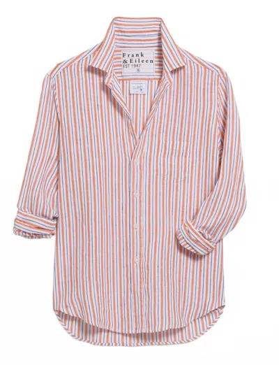 Frank & Eileen Women's Relaxed Button-up Shirt In Orange And Purple Stripe In Multi