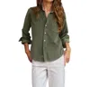 FRANK & EILEEN BARRY TAILORED BUTTON-UP SHIRT IN ARMY CORDUROY