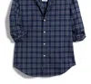 FRANK & EILEEN BARRY TAILORED BUTTON-UP SHIRT IN ORANGE AND NAVY PLAID