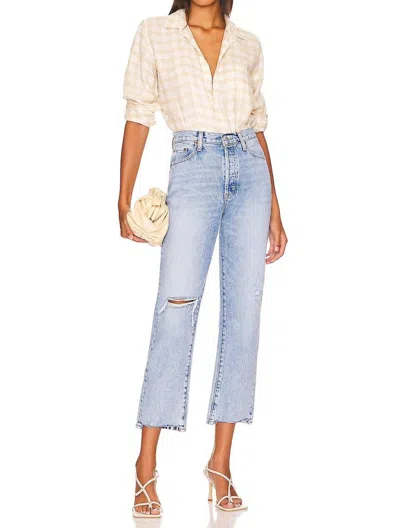 Frank & Eileen Barry Woven Button Up Top In Sand In Beige