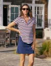 Frank & Eileen Charlotte Perfect Polo In White With Red And Navy French Stripe