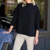 Frank & Eileen Long Sleeve Funnel Neck Capelet Sweatshirt In Black