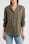 Frank & Eileen Eileen Plaid Relaxed Button-up Shirt In Army Green Plaid With Glitter In Green