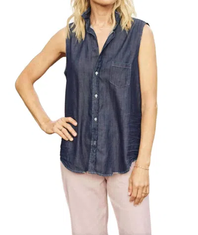 Frank & Eileen Fiona Rinse Denim Button Down Top In Multi