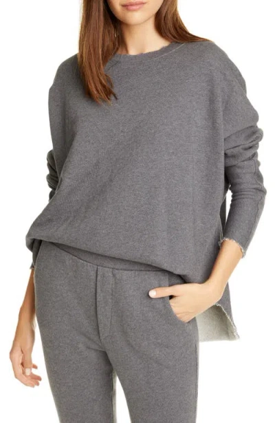 Frank & Eileen Anna Long Sleeve Capelet Sweatshirt In Dark Grey Melange