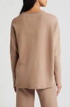 Frank & Eileen Anna Raw Edge Long Sleeve Terry Capelet Sweatshirt In Cappuccino