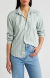 Frank & Eileen Barry Tailored Fit Button-up Shirt In Green Stripe