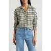 Frank & Eileen Women's Barry Tailored Button Up Shirt In Sand/green Plaid In Green/sand/black Plaid