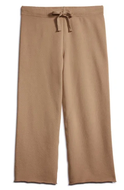 Frank & Eileen Catherine Crop Wide Leg Sweatpants In Camel