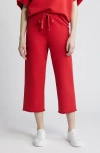Frank & Eileen Catherine Crop Wide Leg Sweatpants In Double Decker Red