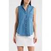 Frank & Eileen Distressed Sleeveless Cotton Button-up Shirt