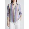 Frank & Eileen Eileen Relaxed Button-up Shirt In Purple Multi Color Stripe