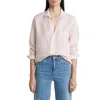 Frank & Eileen Silvio Untuckable Button Up Shirt In Coral Stripe In Pink Stripe