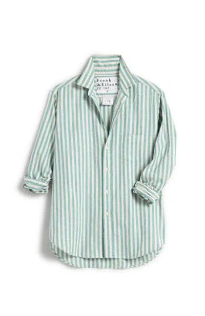 Frank & Eileen Eileen Stripe Relaxed Cotton Button-up Shirt In Green Sand Stripe