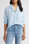 Frank & Eileen Eileen Stripe Relaxed Linen Button-up Shirt In Turq Stripe