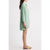 Frank & Eileen Hunter Stripe Step Hem Linen & Cotton Shirtdress In Green W Yellow Blue Stripes