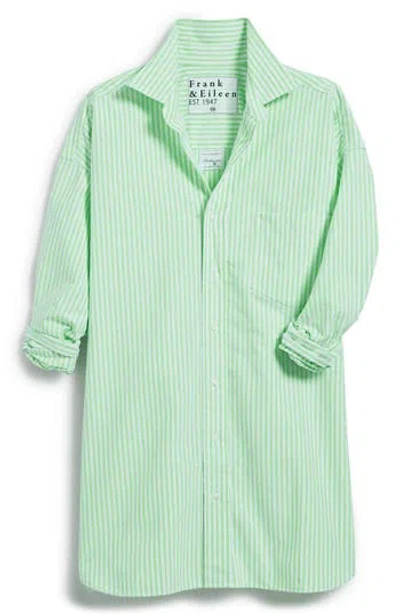 Frank & Eileen Mackenzie Stripe Oversize Cotton Button-up Shirt In Neon Green Stripe