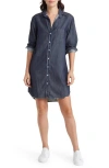 Frank & Eileen Mary Classic Long Sleeve Shirtdress In Distressed Rinse Denim