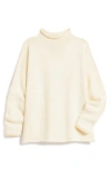 Frank & Eileen Monterey Rolled Funnel Neck Cotton Sweater In Cream