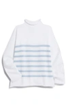 Frank & Eileen Monterey Stripe Cotton Funnel Neck Sweater In White W/ice Stripe
