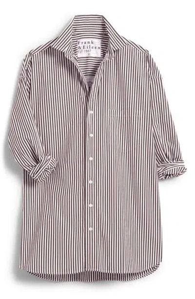 Frank & Eileen Oversize Cotton Button-up Shirt In Brown