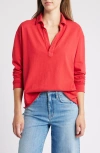 Shop Frank & Eileen Patrick Popover Henley In Crimson
